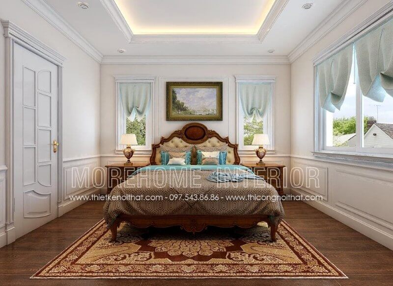 . Giường ngủ tân cổ điển bằng gỗ óc chó là một loại giường cao cấp, có vân gỗ đẹp và chất lượng bền bỉ.